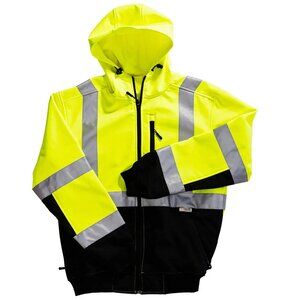 Xtreme Visibility Unisex Yellow XtremeFlex Soft Shell Hoodie Jacket Size L (New)